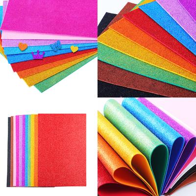 10Pcs Shimmering Cardstock 2mm Thickness Adhesive Foam Paper Glittering Craft Paper for Kid Student School Craft Project
