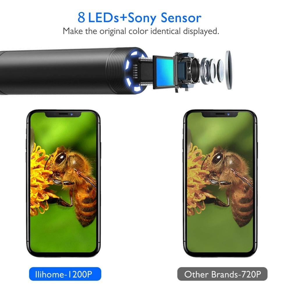 LED HD Wireless Endoscope WiFi Borescope Inspection Camera for iPhone Android