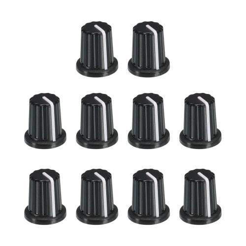 uxcell Potentiometer Control Knob, ABS Guitar Knob for Electric Guitar, Power Amplifier, Stereo, Bass, 6mm D-Type Shaft, 180 Degree, Black, Pack of 10