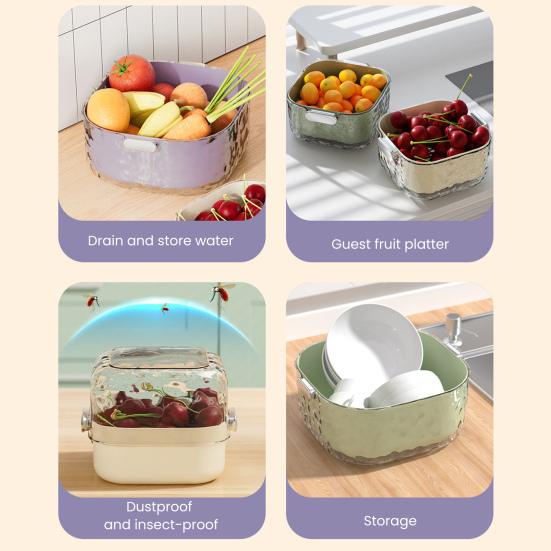 3Pcs/Set Kitchen Strainer Colander Bowl Stackable Drain Basket Food Strainers Multi-Layer Vegetable Washing Basket for Fruit Spaghetti