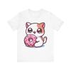 Kawaii Cute Cat Holding Donut Cartoon Aesthetic Design T-Shirt