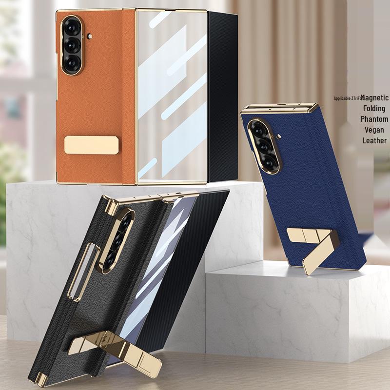 Samsung Z Fold Magnetic PU Leather Case with Rotating Stand