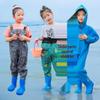 Tide-Chaser Children's Waterproof Wading Suit: One-Piece Clamming Overalls with Rain Boots for Beach and Kindergarten Adventures