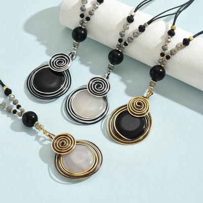 Fashionable Simple Handmade Round Pendant Long Necklace