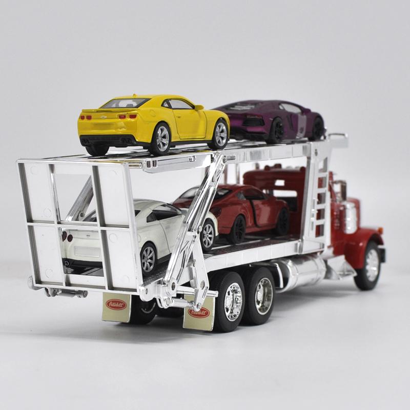 WELLY 1:32 Kenworth Alloy Trailer Car Model Diecast Metal American Transporter Truck Vehicles Car Model Simulation Kids Toy Gift