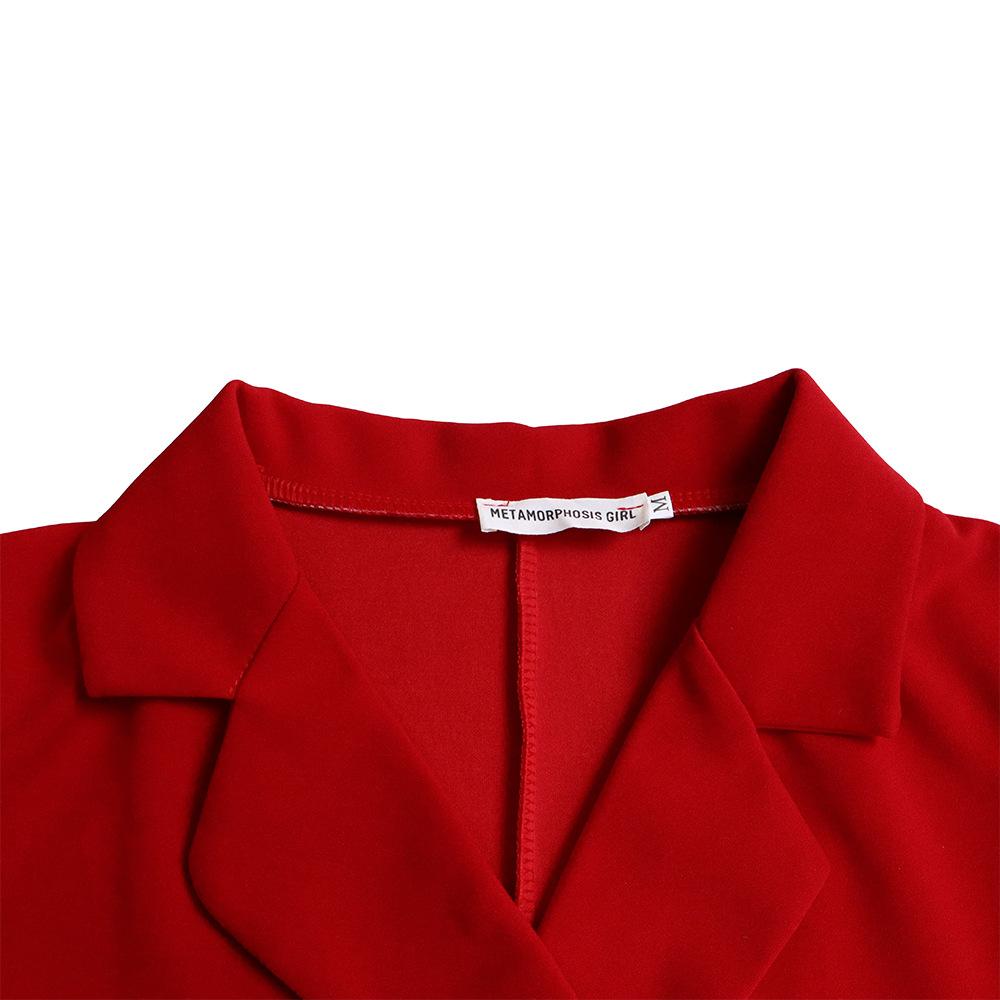 YYFS Women's Fashion Summer Spring Solid Color Print 3/4 Sleeves POLO Neck High Waist Casual Dresses