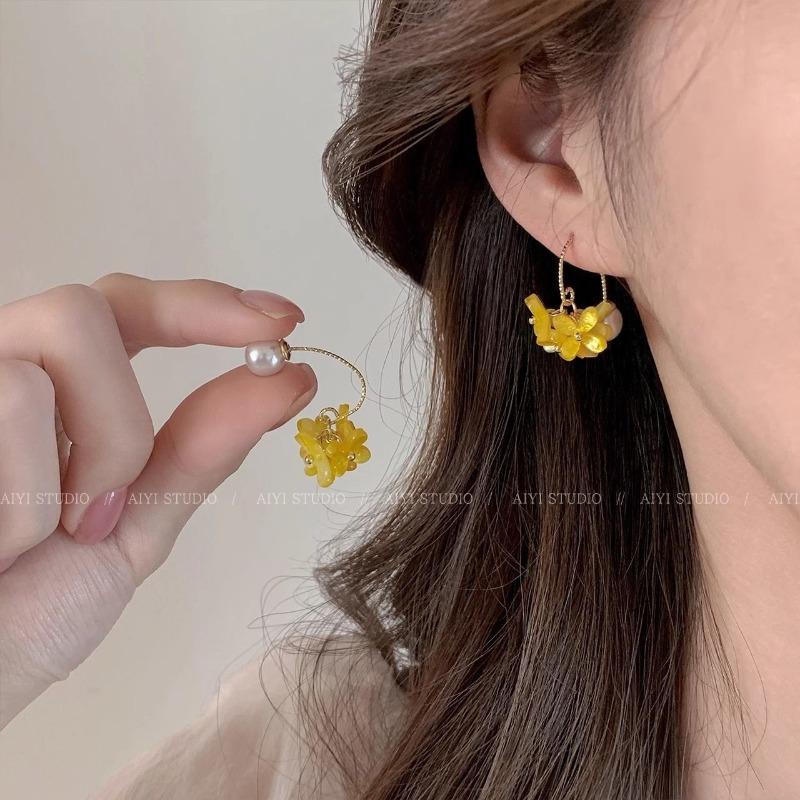 Dopamine Color Circle Earrings Women's Summer Personality Sweet Versatile Silver Needle Earrings Fashion Design Contrasting Color Earrings