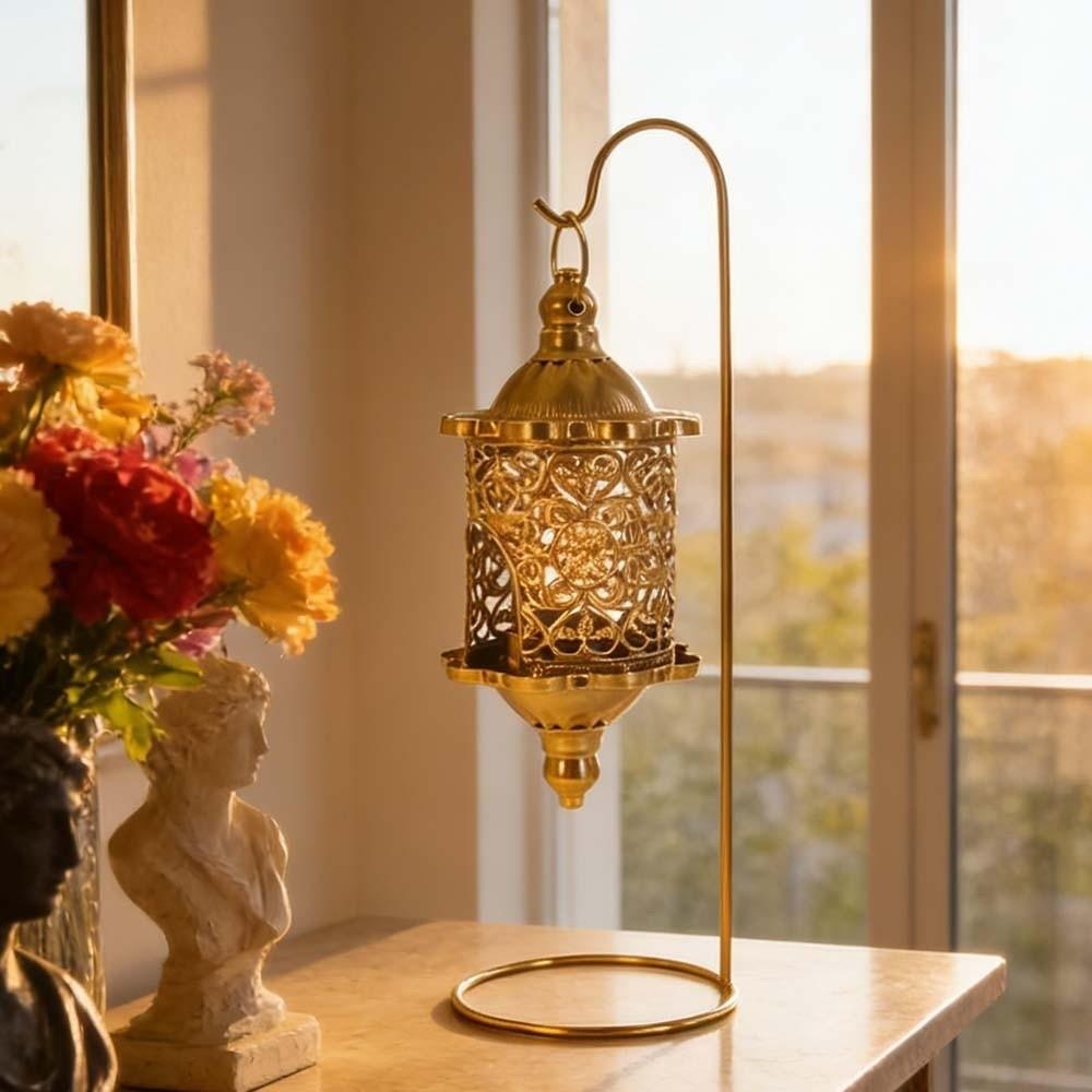 Iron Candle Stand Vintage Candle Holder Tabletop Ornament Hollow Metal Candlestick Living Room