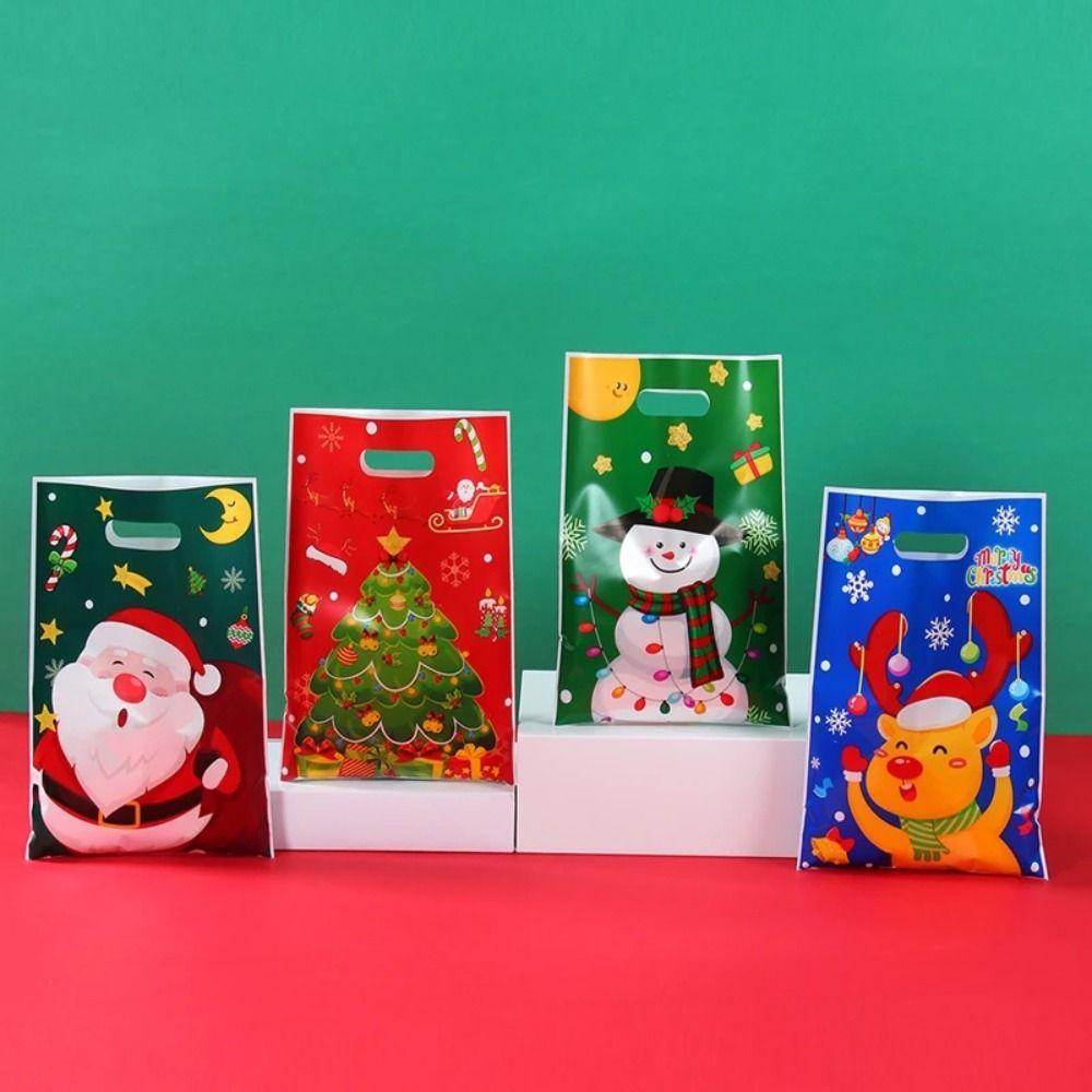 50/100 stk Elg Juleemballasjeposer Tegneserie Julenissen Gavepose Julegaveposer 2025 Jul