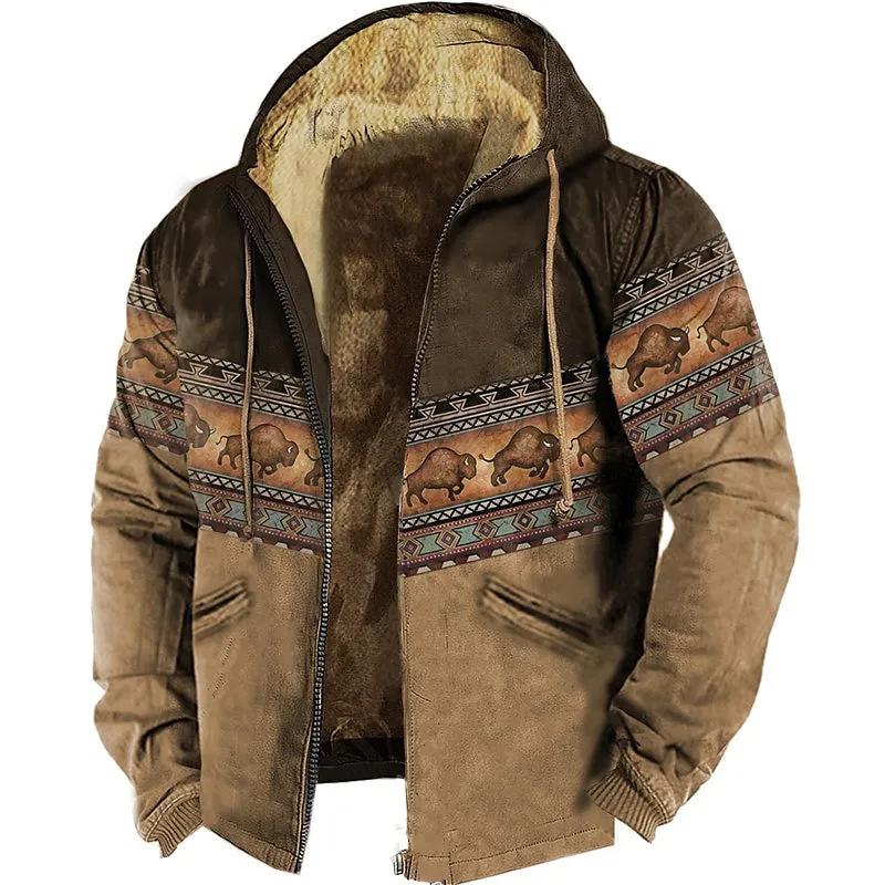 Autumn/Winter Retro Arctic Velvet Hooded Men's Sweatshirt