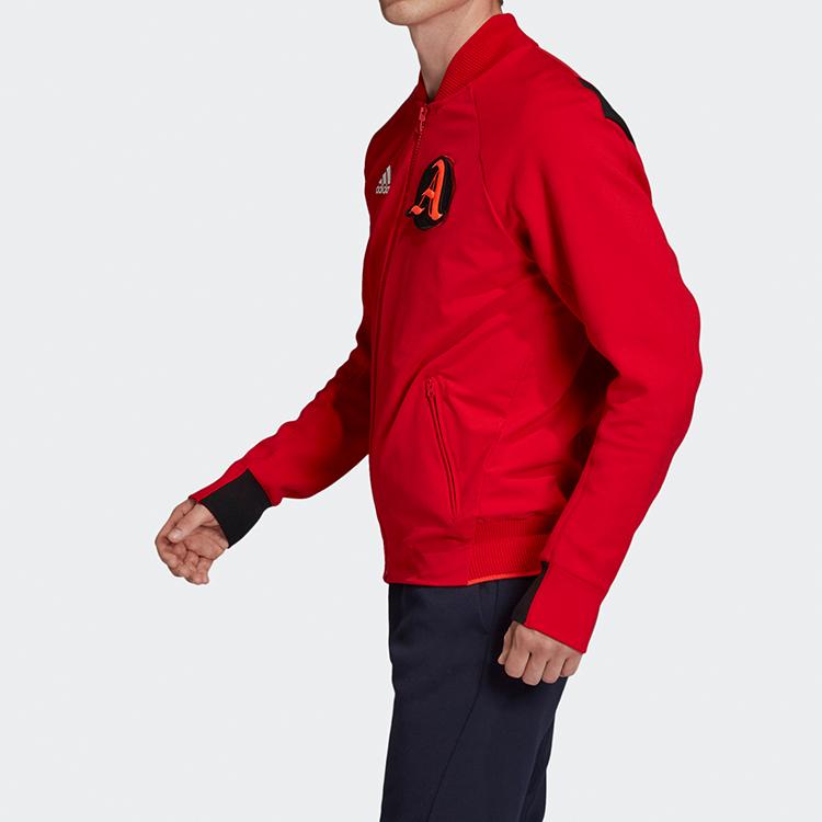 Adidas Colorblock Logo Letter Patch Casual Sports Jacket Men Outerwear Light-Crimson FI4681