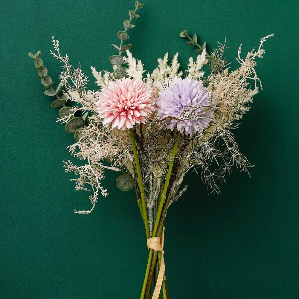 

DociDaci Искусственный цветок Белый Высококачественный Шелковый Одуванчик Эвкалипт Гибридный Букет Свадьба Домашняя Вечеринка Искусственные Цветочные Украшения 2pcs