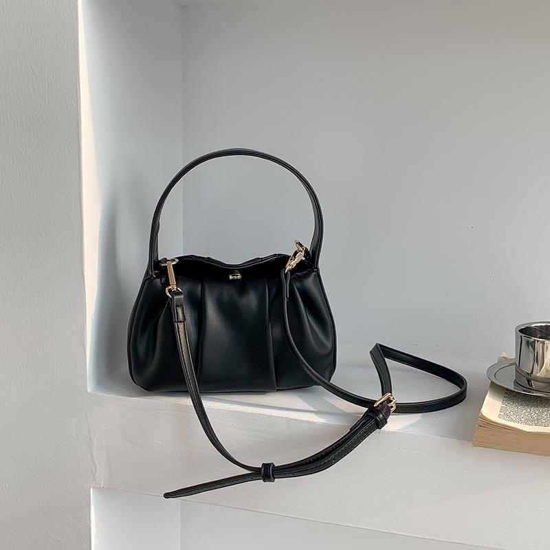 Plisovaná taška přes jedno rameno pro ženy Jednobarevná Cloud Měkká kůže Čtvercová kabelka Nová móda Univerzální crossbody tašky