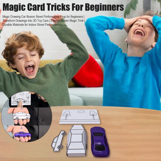 Magic Trick Toy Drawing Car Illusion Street Performance Prop for Beginners Transform Drawings Into 3D Toy Cars Easy to Master Magic Props Kit