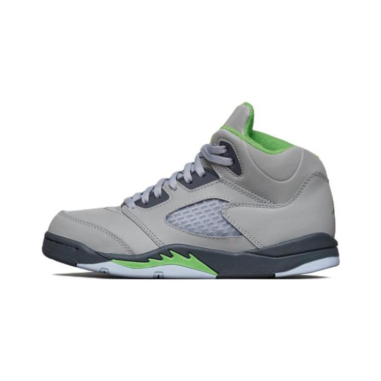 Air Jordan 5 Retro PreSchool 'Green Bean' 2022 (Unisex) Silver / Green Bean / Flint Grey Kids' Basketball Shoes DQ3735 003