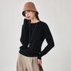 Zhaojun Women's Round Neck Wool Sweater with Lace Trim