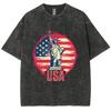 USA American Statue Of Liberty Women's T-Shirt Loose Wash Oversized Short Sleeve Fashion Simple Top