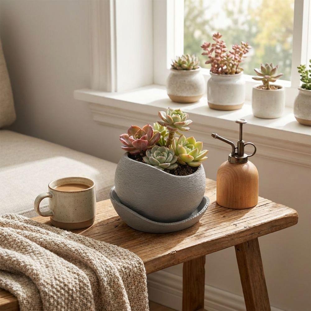 Plastic Irregular Flower Pot with Drainage Holes Growing Pots Succulent Plant Pots  Office Desk