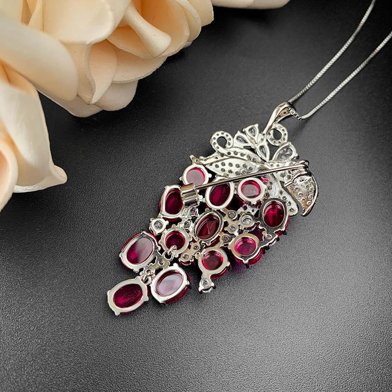 Sweater Chain, Brooch, Dual-Purpose Jewelry, Pigeon Blood Ruby, Color-Changing Necklace, Premium Brooch, Niche Women'S Batch.