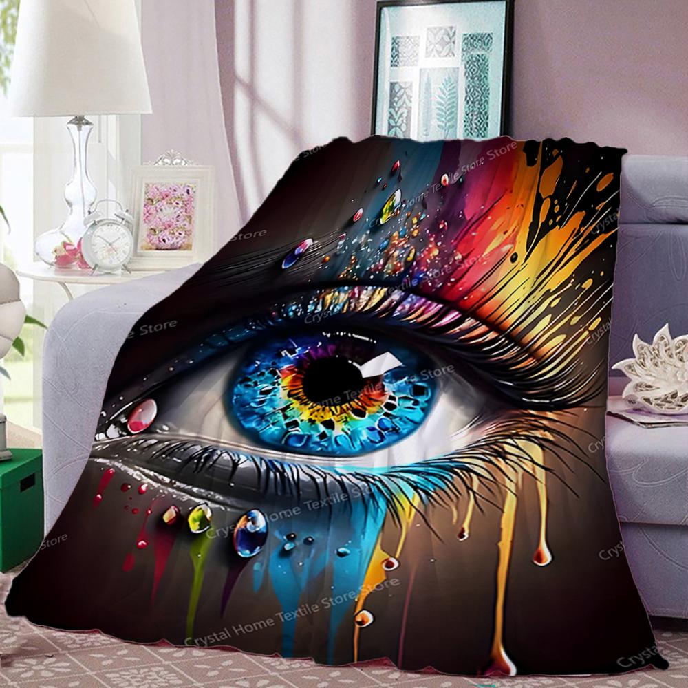 Flannel Colorful Eye Pattern Blanket 3D Printing,Soft Fleece Throw Blanket for Sofa Bed Travel Camping,Office Couch Chair Bed