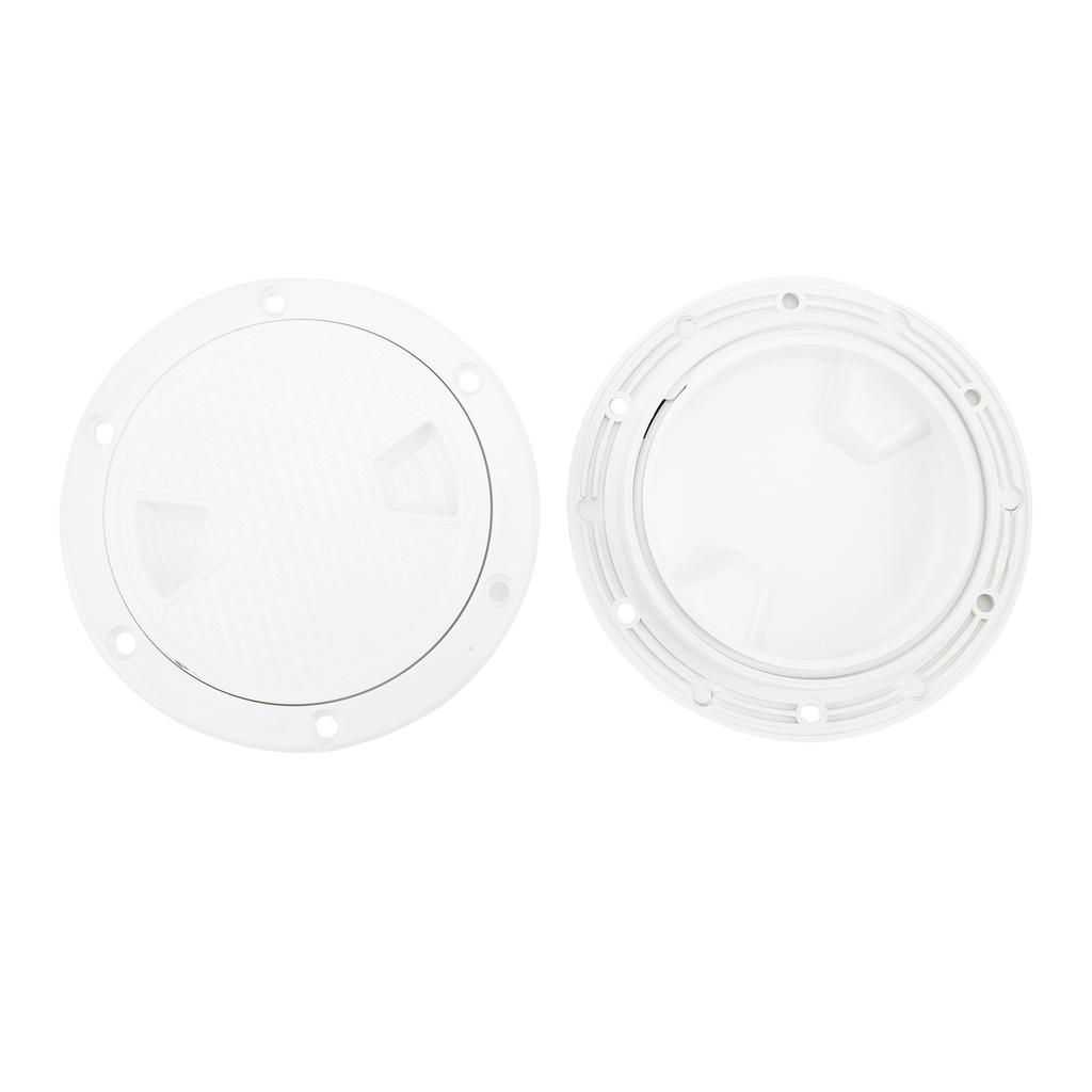 2PCS Boat Hatch Deck Plates Non Slip Round Shape Thickened Rubber Ring Inspection Deck Plate with Detachable Cover White