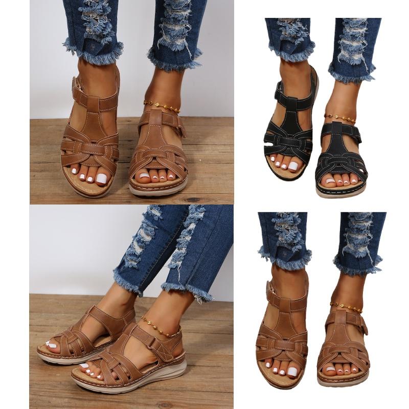 Grenzüberschreitende Mode im römischen Stil Vintage Damen-Sandalen mit weicher Sohle und bequemem Keilabsatz
