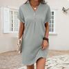 Women's Summer Shirt Dress Casual V-Neck Short Sleeve T-shirt Dress Beach Vacation Mini Shift Sundress