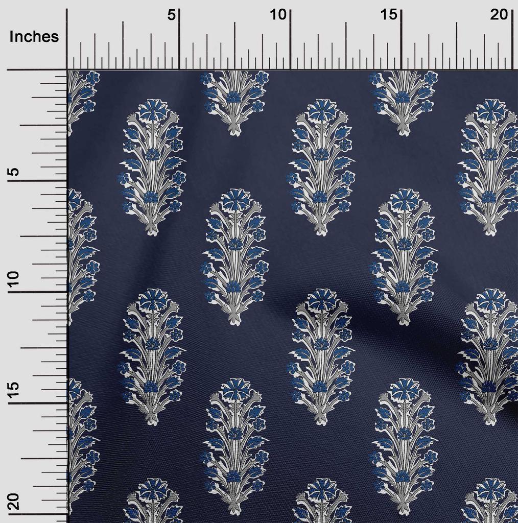 oneOone Cotton Flex Fabric Leaves & Floral Block Print Fabric By The Yard 40 Inch