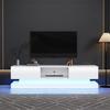 TV Media Cabinet, White High-Gloss TV Cabinet with LED Light, 2 Drawers, App Control, Anti-Tilt Design, for 60-Inch TV