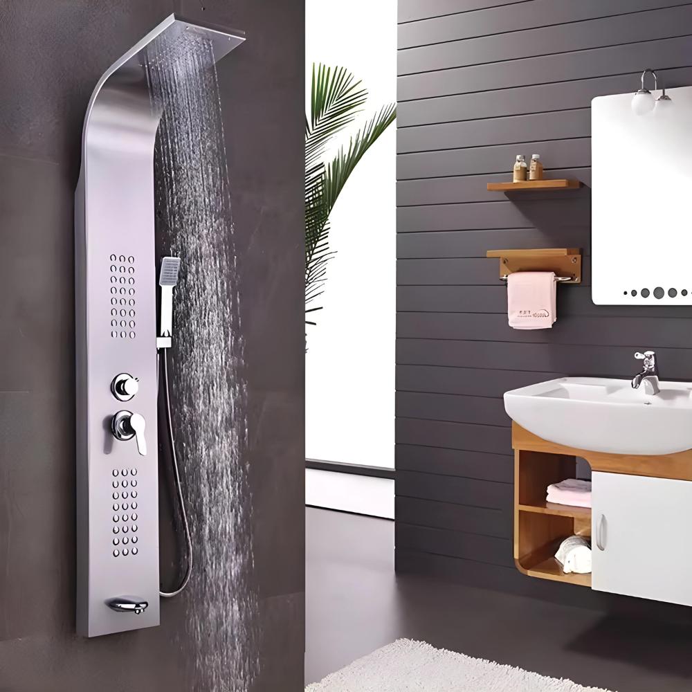 Shower Panel Tap with Hydromassage - Nickel-plated