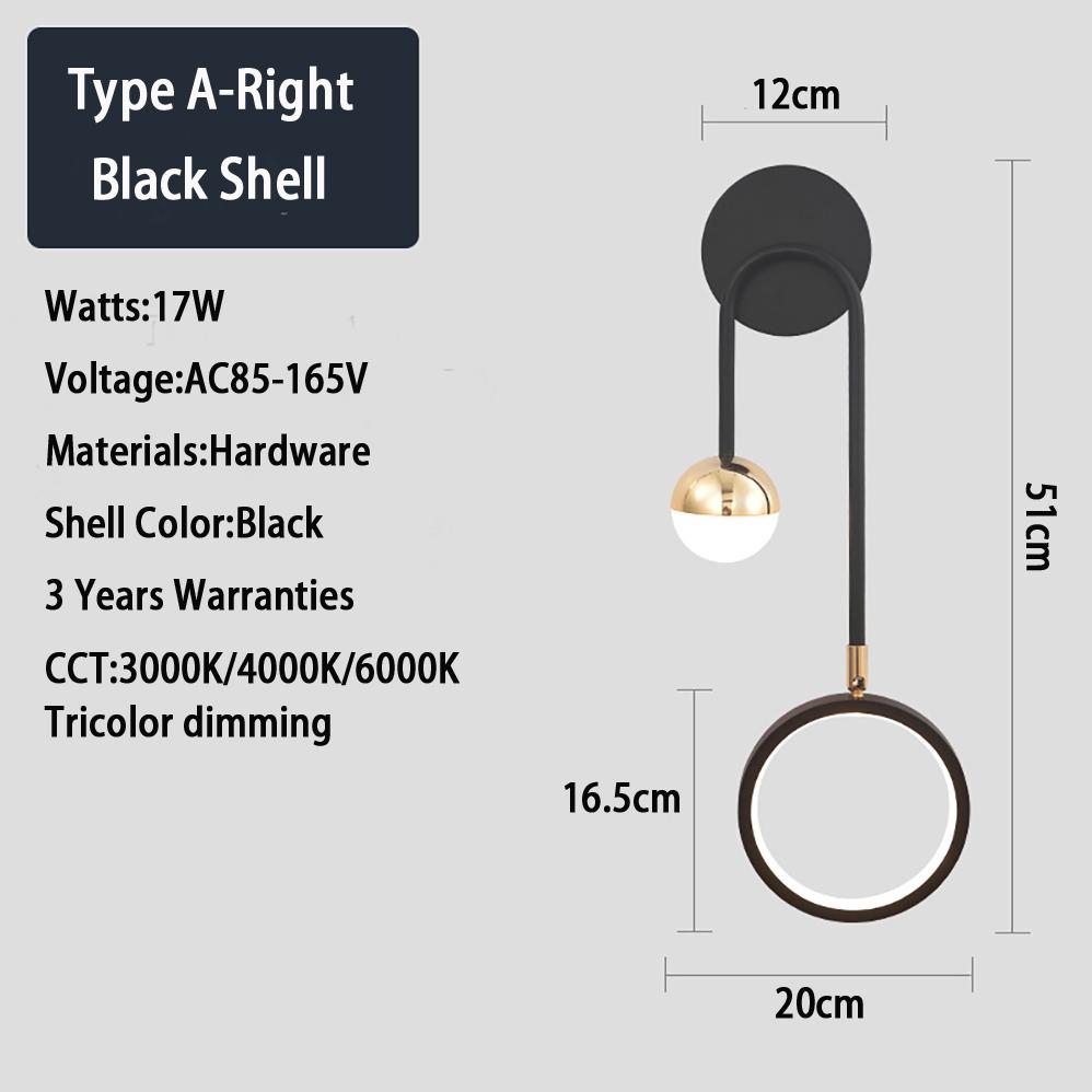 Indoor LED Wall Lamp AC85-265V 5 Types Black Golden Shell Modern Simplicity Indoor Wall Lamps with High Brightness LED Lighting