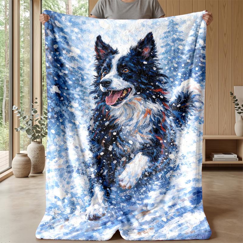 Sleeping Dog on Moon Theme blanket Lightweight Warm Flannel Blanket Decorative Throw Blanket for Home Decoration