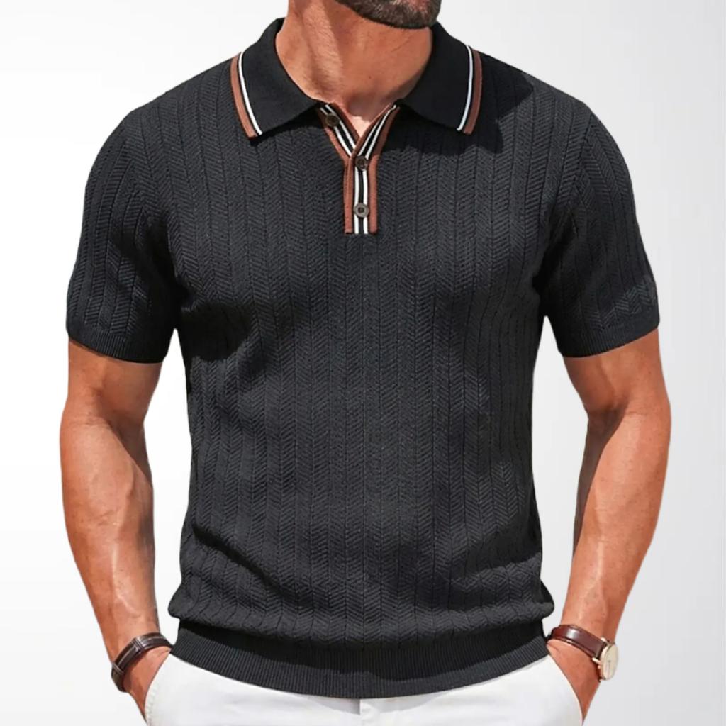 Camisas Polo de Punto para Hombre Manga Corta Camisa de Punto Acanalado Verano Ligero Casual Camisas de Golf Camisas Polo de Punto Camisetas de Punto Texturizadas para Hombre