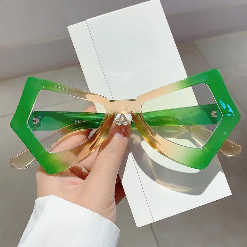 Anti Blue Light Cat Eye Reading Glasses Large Irregular Frame European American Style Polygonal Presbyopia Glasses