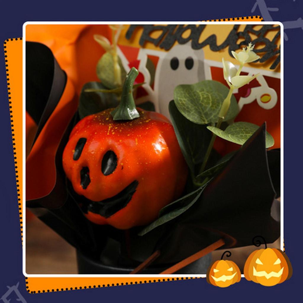 Halloween Kürbisstrauß Kreativer Kürbiskopf Dekorativer Strauß Kunstpflanzen Deko Farbverblassend Herbstthema Kunstblume