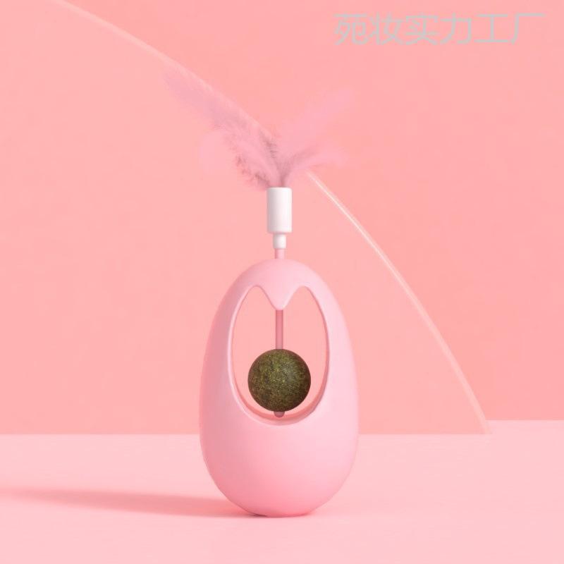 Cat Toy Pendulum Feather Catnip Ball Wobble Puzzle For Cats Playful Indoor Play Home Enrichment For Cat Owners Christmas Gift