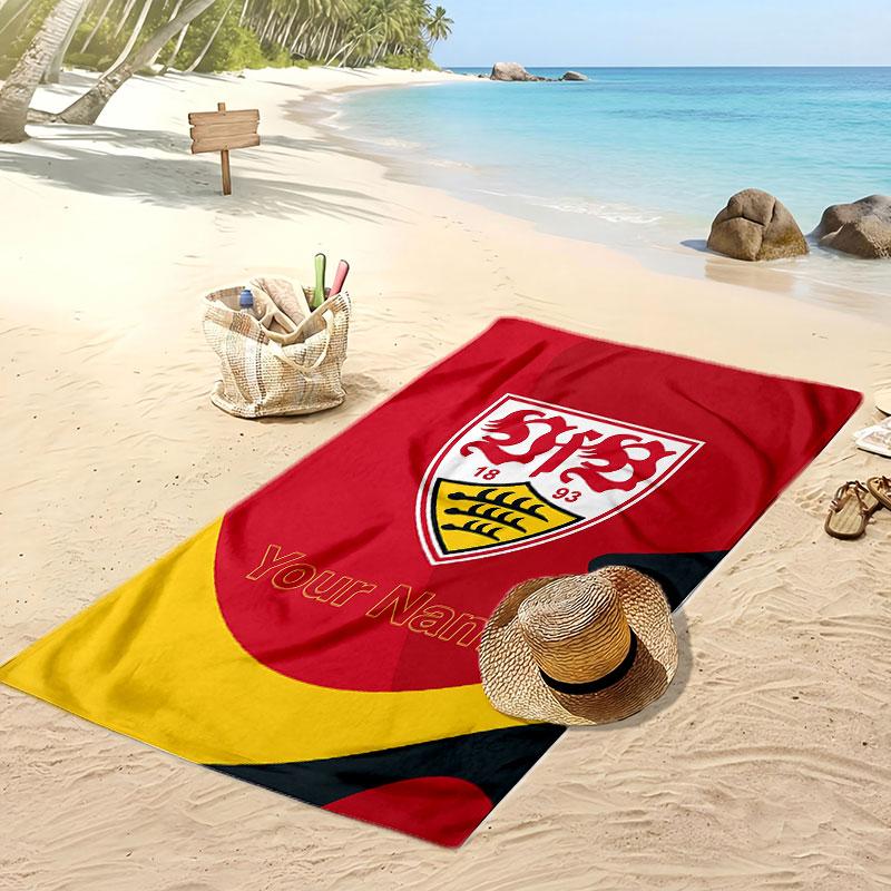 VfB Stuttgart FC Asciugamano da Spiaggia Stampato Personalizzato Logo Calcio Supporto Nome Personalizzato Testo Asciugamano Assorbente Per Sport Viaggio Regalo Speciale