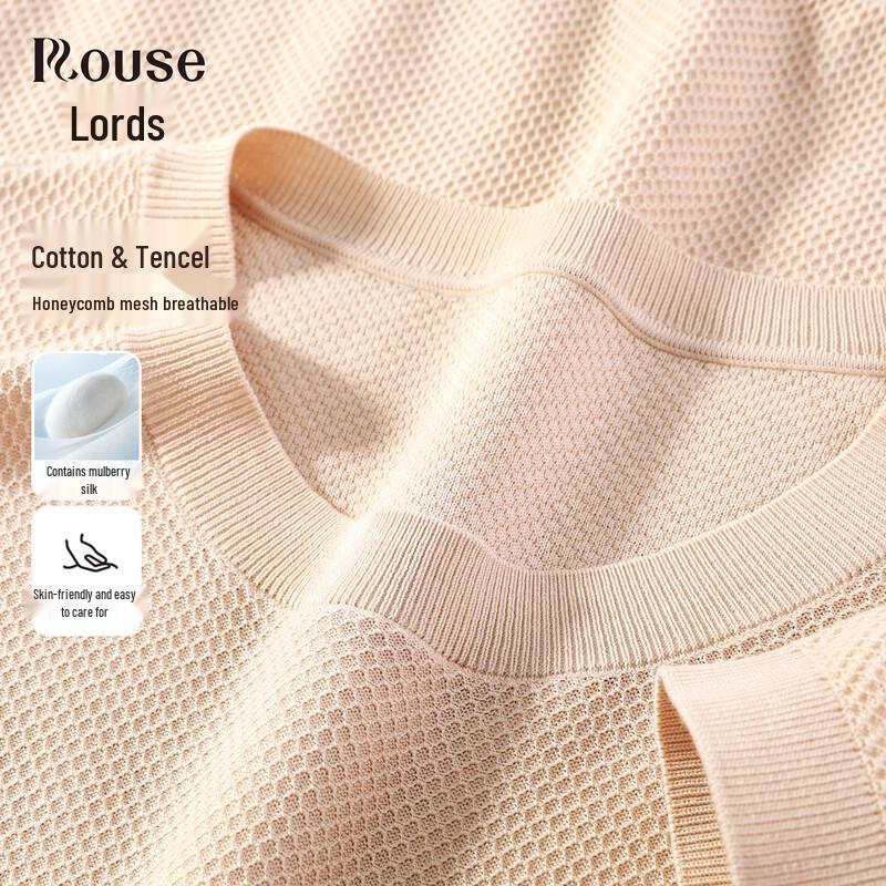 ROOYAR Men s Breathable Silk Blend Knit Short Sleeve T-shirt 56