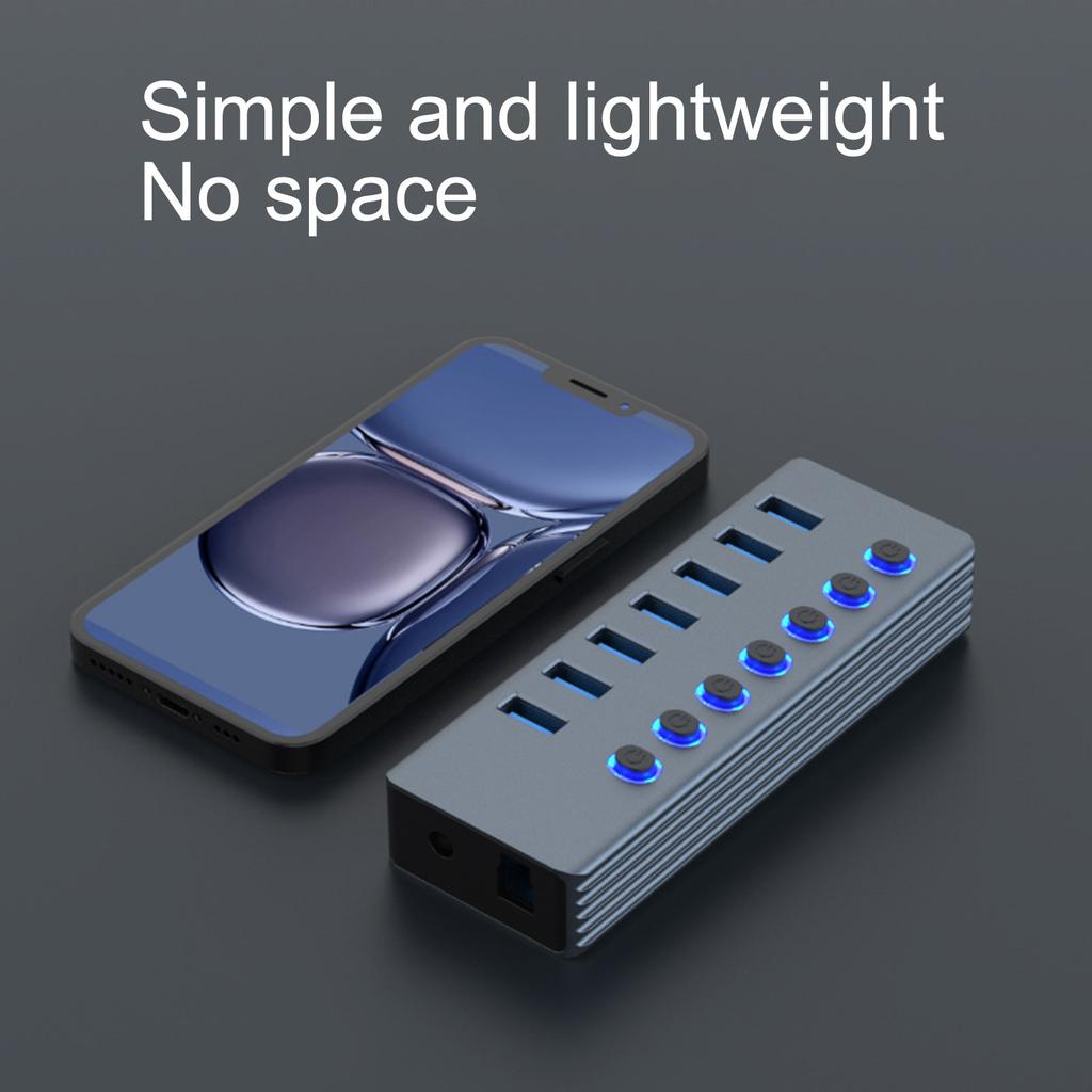 USB 3.0 Extension Hub With 7 Port And Individual LED Indicators for Efficient Data Transfer On Computer