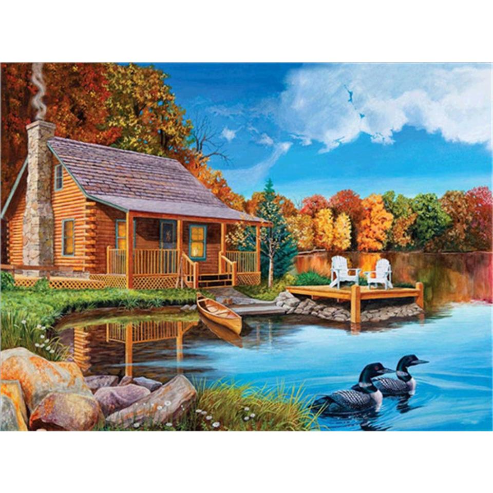 5D DIY full Round diamond painting &quot;landscape&quot; diamond embroidery cross stitch kit rhinestone picture decoration gift