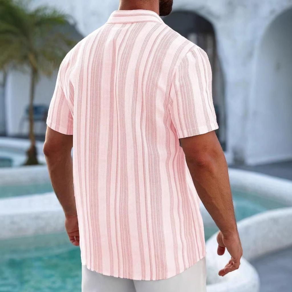 Fashion New Men Clothes Summer Short Sleeve Stripe Shirt 100% Polyester 3D Digital Print Cool Shirt Tops