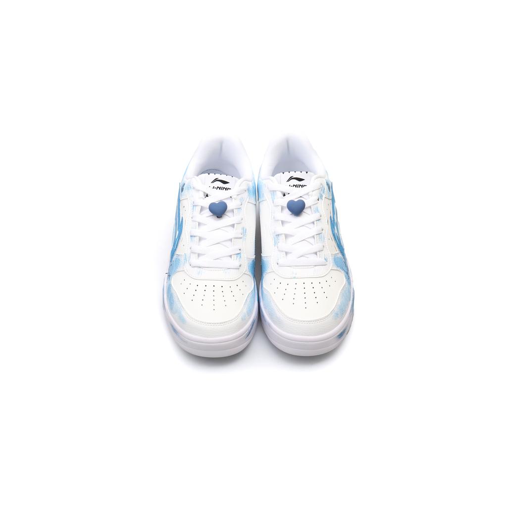 Li Ning Slip Resistant Cushioning Abrasion Resistant Low top Skateboard Shoes Unisex White Blue AGCS419-1(Team303-)