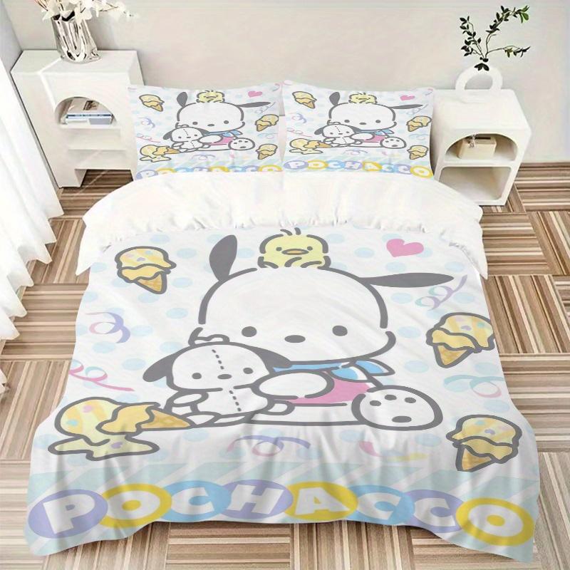 3pcs Ribbon Ice Cream Pochacco Bedding Set - Includes 1 Quilt Cover and 2 Pillowcases, Comfortable Bedding with Stylish Design for Bedroom,