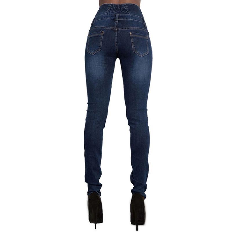 Dámské ležérní kalhoty s vysokým pasem Demin Pencil Pants Slim Jeans