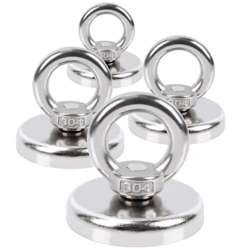 BOCHUANG 4-Piece Super Strong Magnetic Hooks, 42mm Diameter, Powerful Magnetic Hooks, Vertical Load Capacity 65kg, Super Strong Magnetic Hooks, Magnet