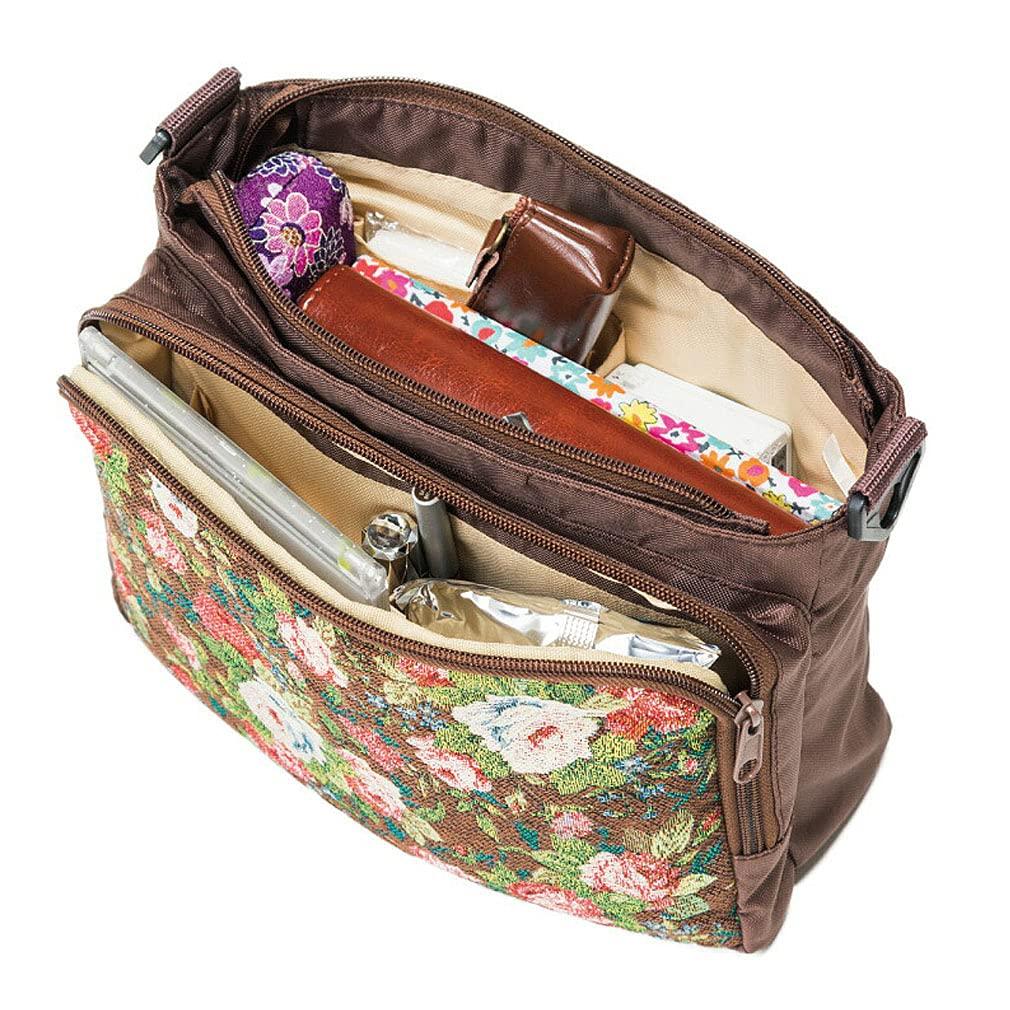 EVERSOUL Gobelin Woven Shoulder Bag, Multifunctional Bag-in-Bag, Floral Print, Lightweight, Rose Embroidery, Crossbody Bag, Large Storage, Free Size,