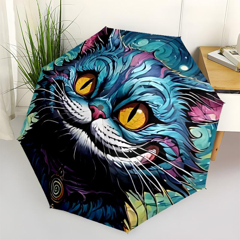 1pc Whimsical Feline Automatic Open 8-Rib Windproof Umbrella, Travel & Commuting, Suitable for All Seasons