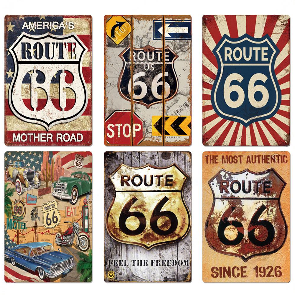 Vintage Metal Tin Signs Route 66 Posters Decor Metal Sign Plaque Vintage Retro Garage Wall Decor Fo Bar Club
