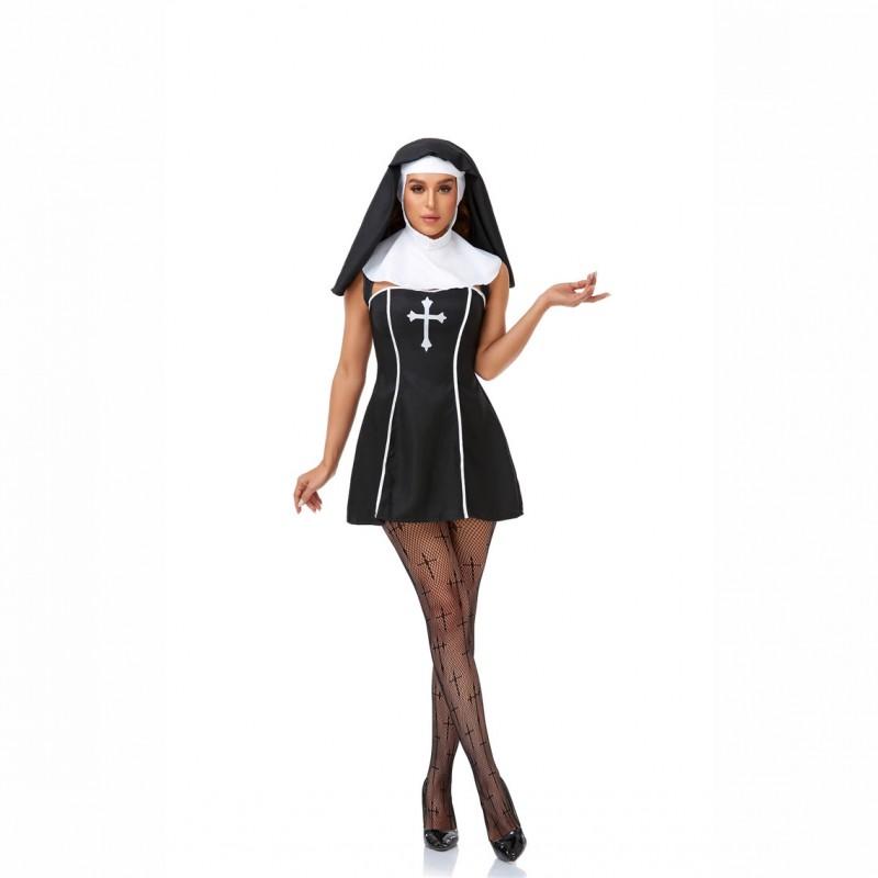 Womens Fantasy Nun Cosplay Costume Halloween Easter Party Stage Performance Outfit M XL