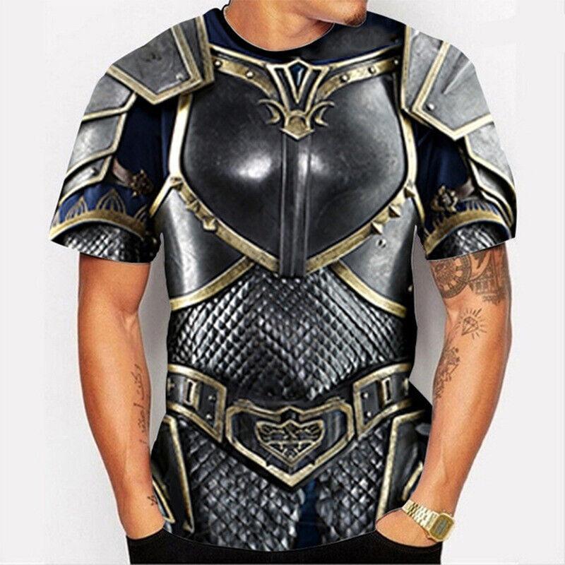 Hot Sale Chainmail Armor 3D T Shirt Men Medieval Knight Graphic Tees Oversized Casual Short Sleeve Crewneck Men Women T-shirts